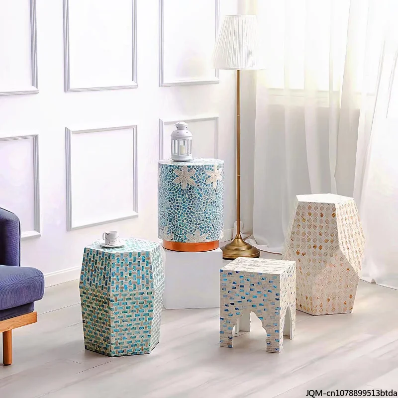 Shell Coffee Table Creative Nordic Simple Sofa Side Table Living Room Corner Table French Light Luxury Stool Home Furniture