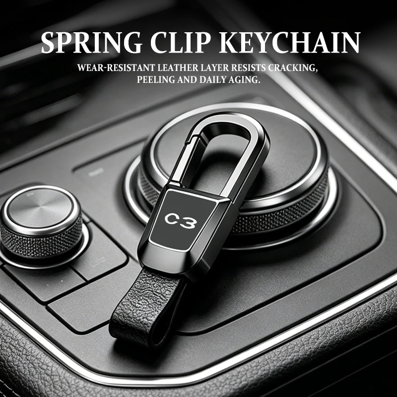 Metal Car Keychain Keyring Holder Pendant Gift Auto Accessories For Citroen Nemo Picasso VTS C1 C2 C3 C4 C4L Jumper Xsara DS7 - view 3