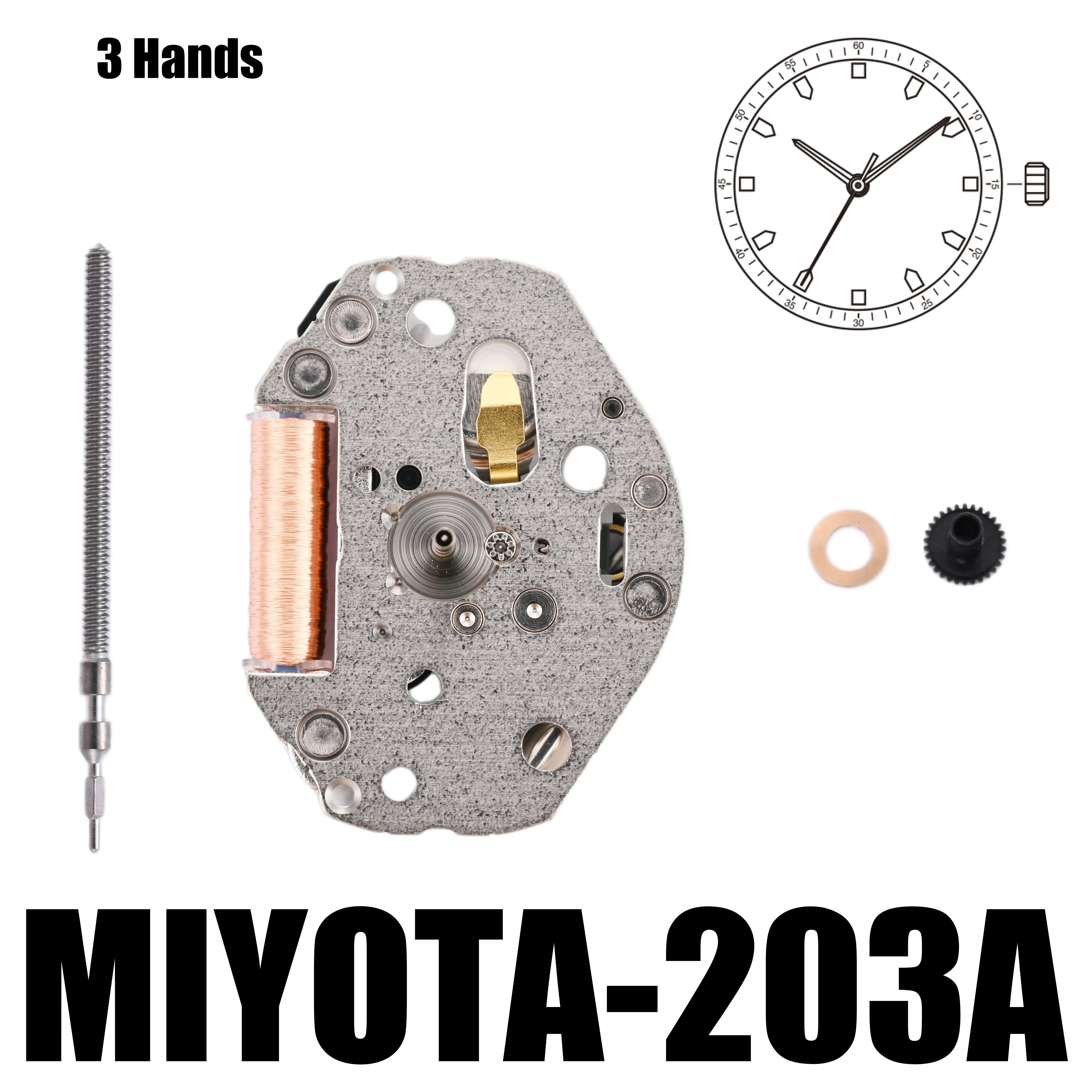 Miyota 203A Standard｜Movements MIYOTA Watch Movement Cal.203A 3 Hands Standard Movement.Size:6 3/4×8''' Heigh:3.15mm