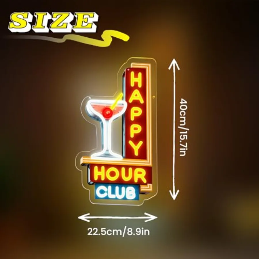 Neon Signs Dimmable Retro Led Club Neon Light for Bar Club Pub Party USB Powered Neon Light Sign Man Cave Gifts Yellow