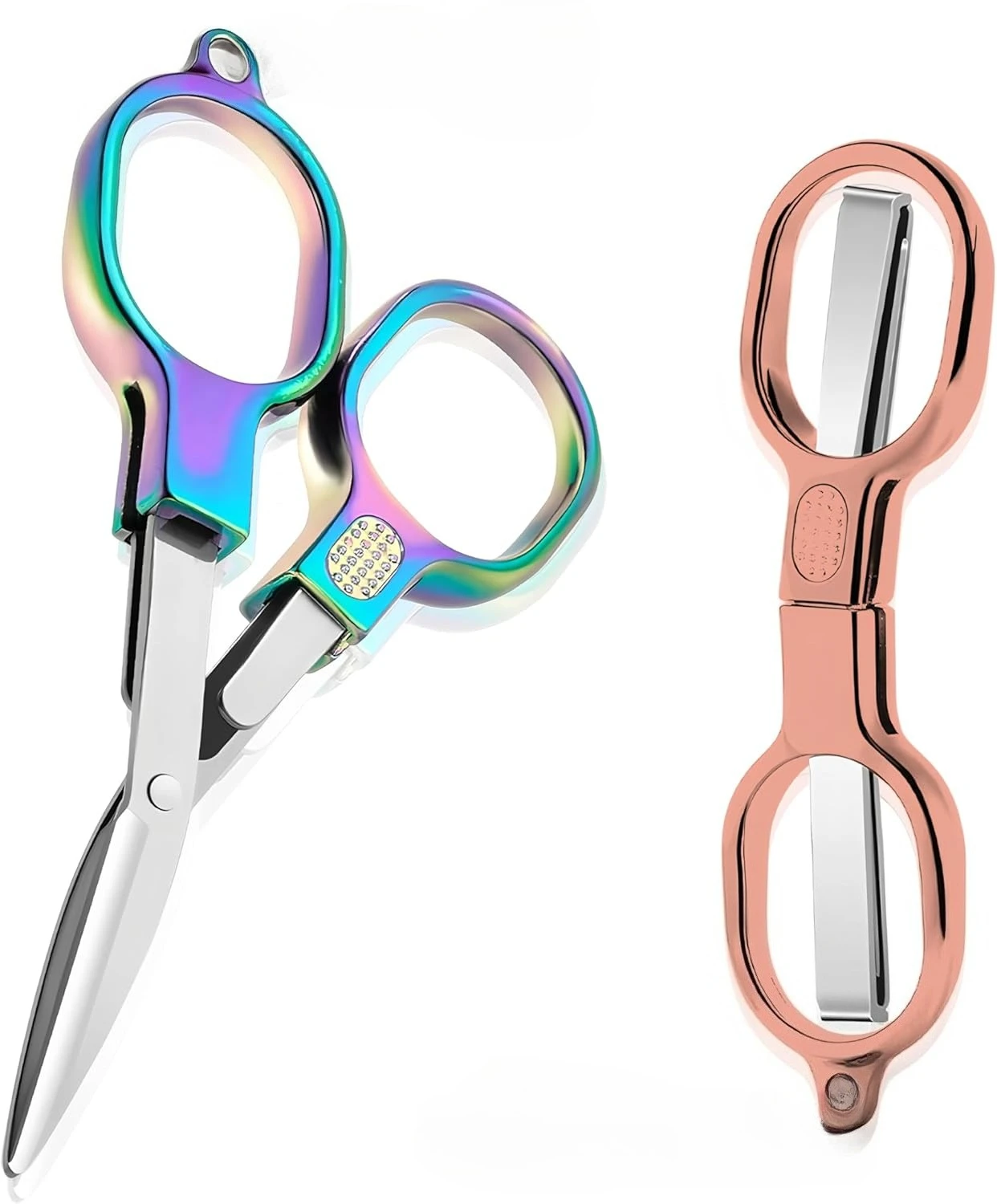 Folding Scissors,Stainless Steel Portable Mini Travel Scissors,Safety Foldable Pocket Badge Small Scissor,Telescopic Cutter