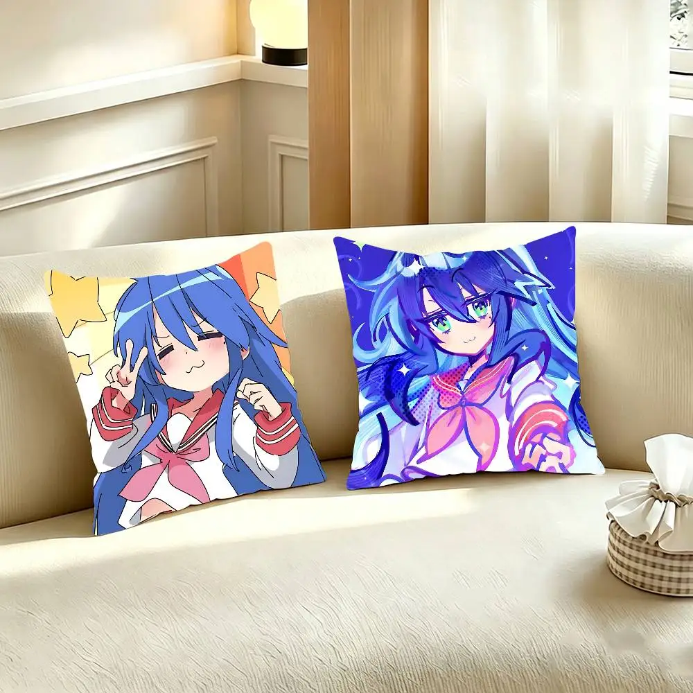 K-Konata Izumi Anime Character Pillow Case For Room Sofa Cushion Cover Suitable For Home Bedroom Decoration And Protector