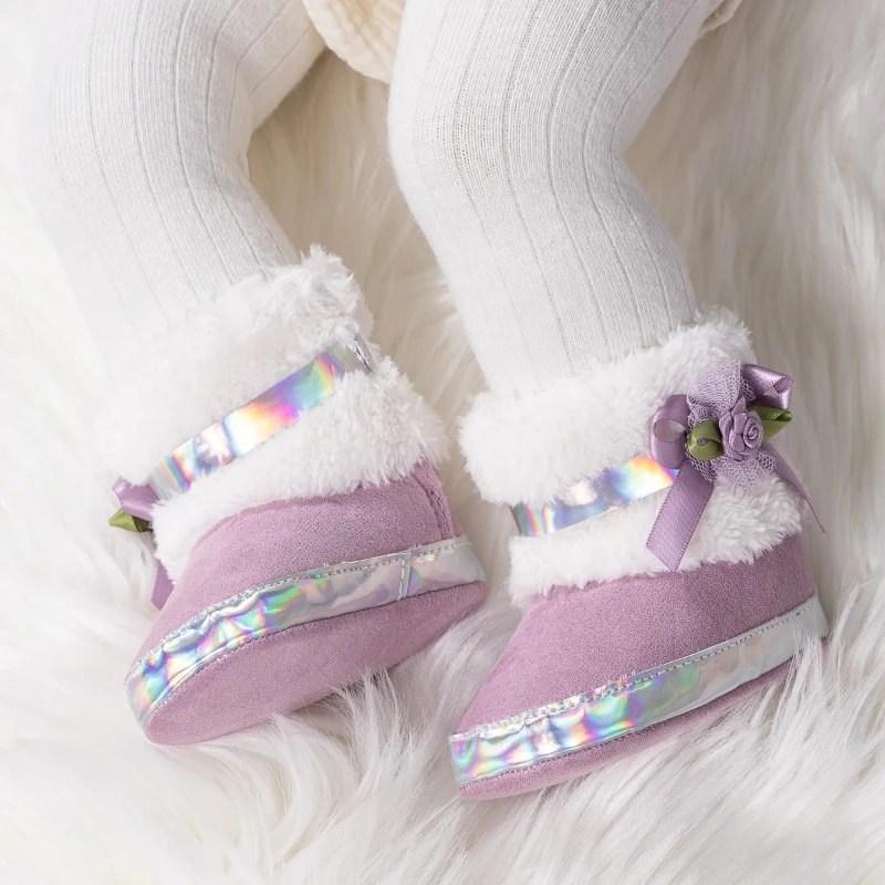 2025 جديد الاطفال Bowknot منقطة الرضع حذاء طفل رقيق أحذية الشتاء الدافئة طفلة القطن لينة المضادة للانزلاق طفل سرير الأحذية #6