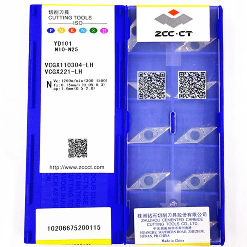 VCGX110204-LH YD101/VCGX110302-LH YD101/VCGX110304-LH YD101/VCGX110308-LH YD101 VCGX11 ZCC.CT CNC carbide inserts 10pcs/box