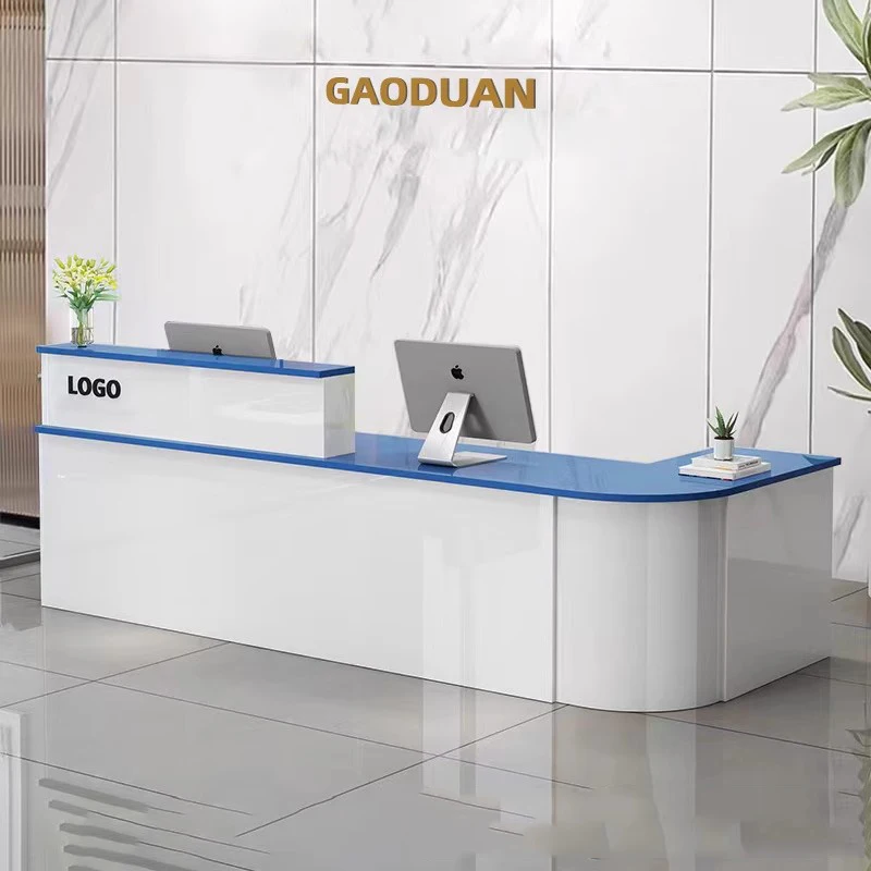 مكاتب الاستقبال الخشبية الحديثة متجر الجمال الصناعي الفاخر بار فندق مطعم مكاتب الاستقبال تصميم مكتب الأثاث العصري
