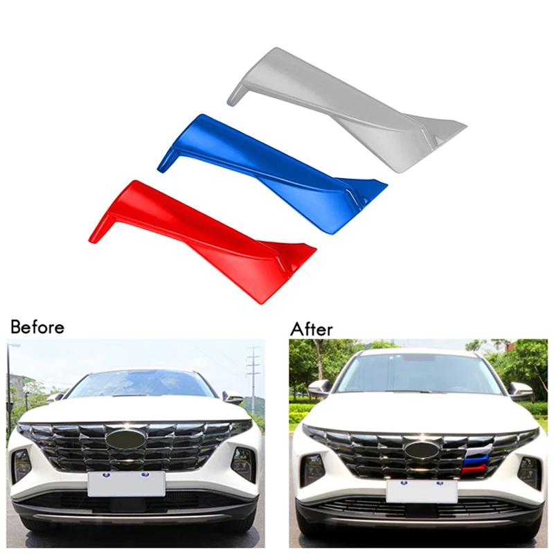 Car Front Hood Billet Grille Sticker Trim Garnish Strips Cover Frame Styling For Hyundai Tucson NX4 2020 2021