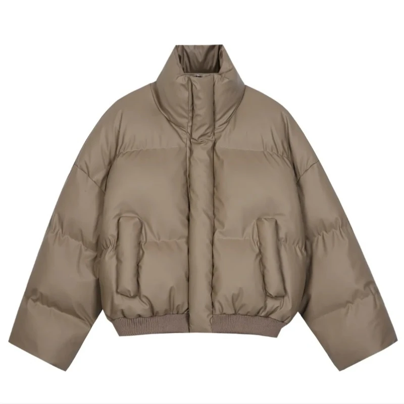 Streetwear Men's Parkas Youth Winter Coats for Women Unisex PU Leather Windproof Padded Jackets Men Winter Clothes Outerwears