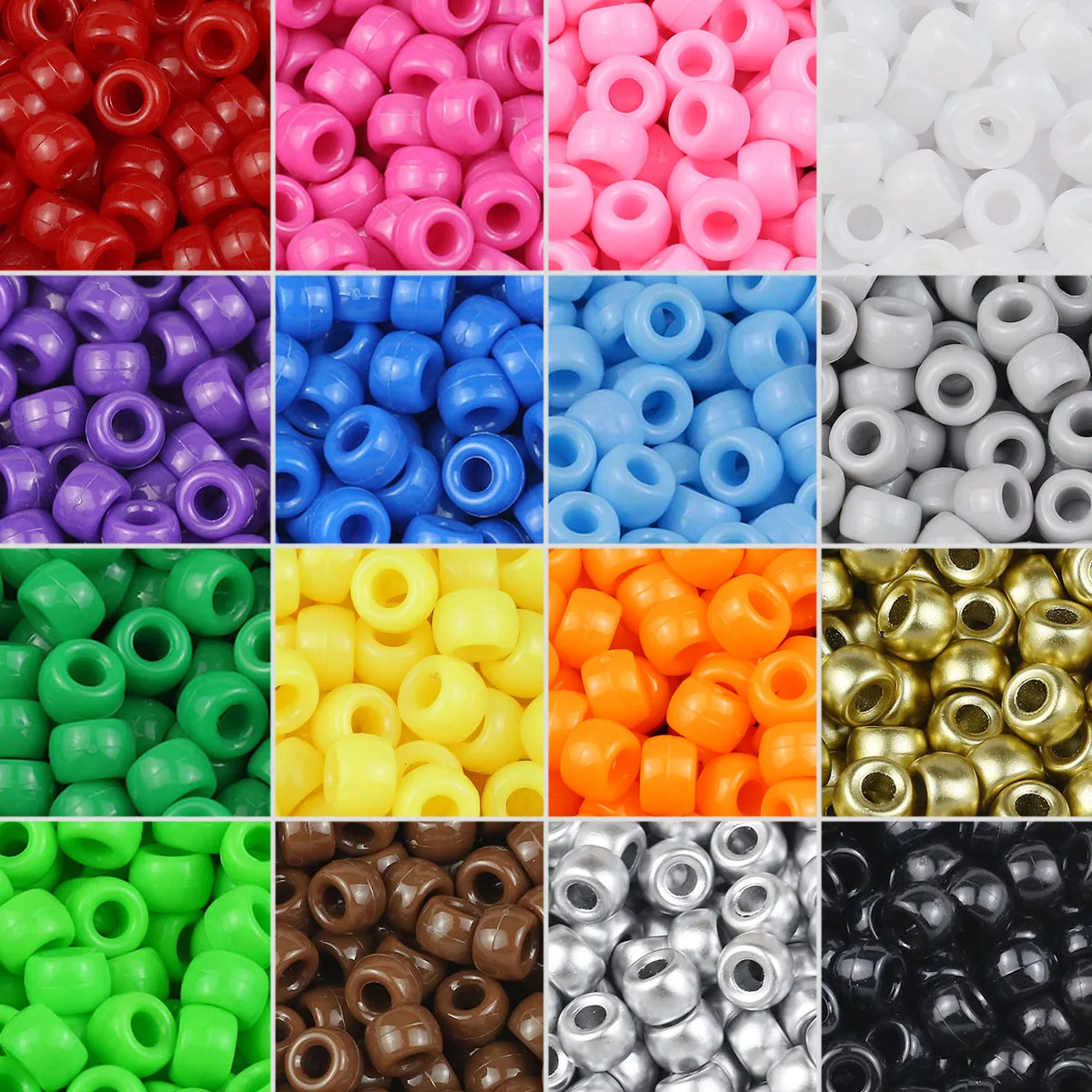 Wholesale 100/200/400pcs 6x9mm Solid Color Large Hole Pony Beads DIY Jewelry Making For Friendship Bracelet Necklace Hair Braids