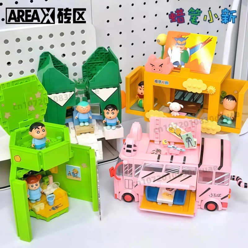 

AREA-X строительные блоки карандаш Шин-тян аниме карандаш Шин-тян сборка автобус парк развлечений мультяшная модель игрушка орнамент подарок