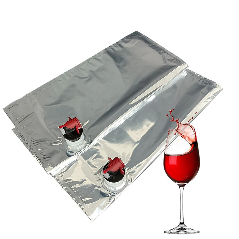 

10pcs Butterfly Valve Aluminum Foil Coated Leak Proof Packaging Bag 2 L Red Wine Beverage Aqueous Liquid Storage Bags