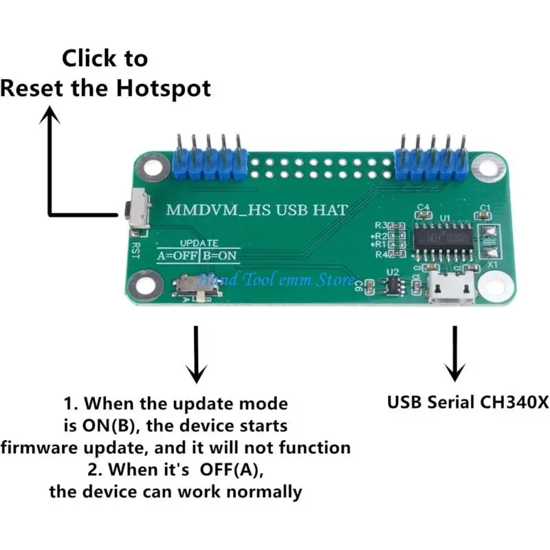H37F MMDVM Hotspot USB HAT Board for RPi with DSTAR Support and Microed USB Port