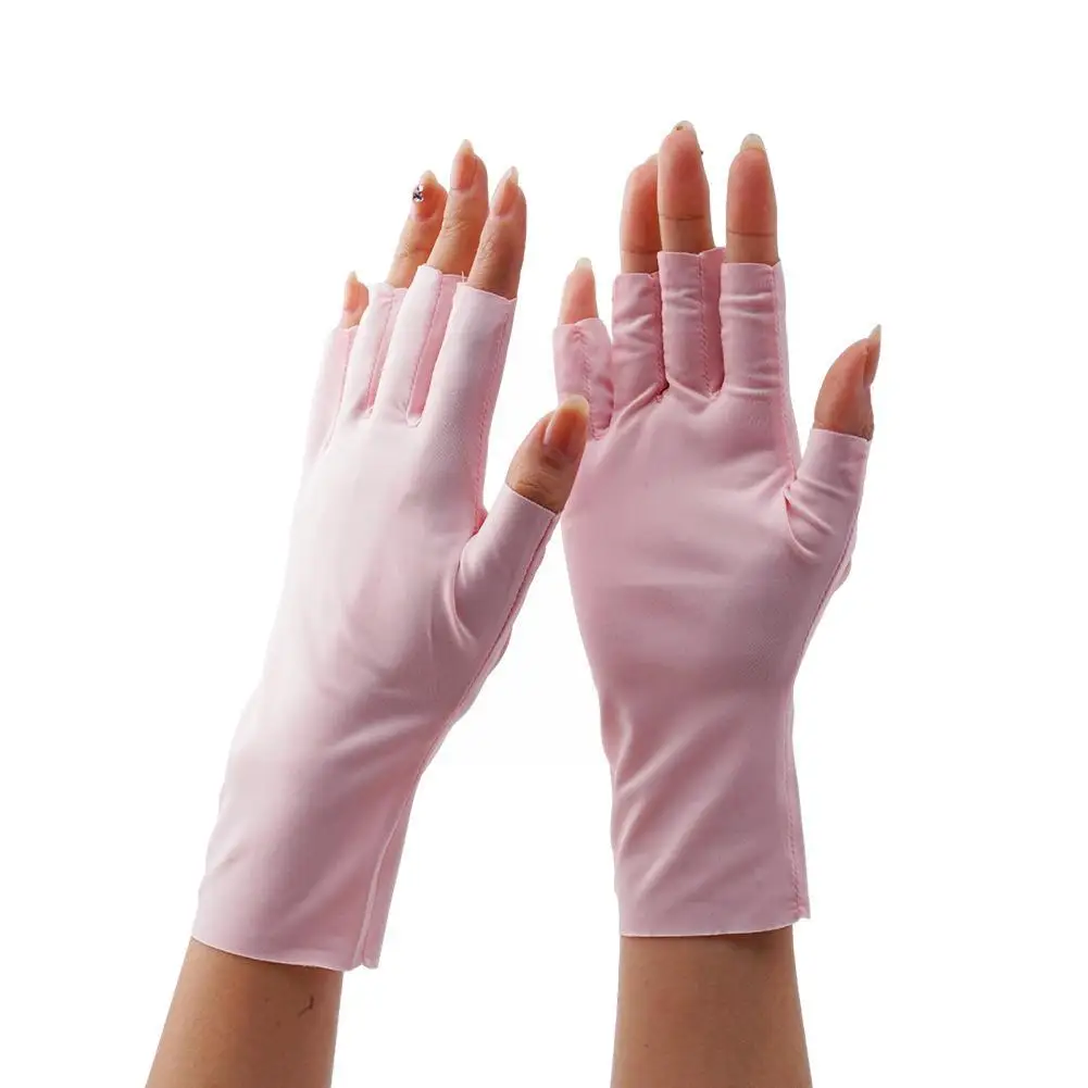 ถุงมือป้องกันแสงแดดถุงมือเปิดนิ้วฤดูร้อนผ้าไอซ์ครีมกันแดดผ้าไหมกันแดดป้องกันรังสี UV ระบายอากาศได้ดีถุงมือไร้นิ้วสำหรับผู้หญิง