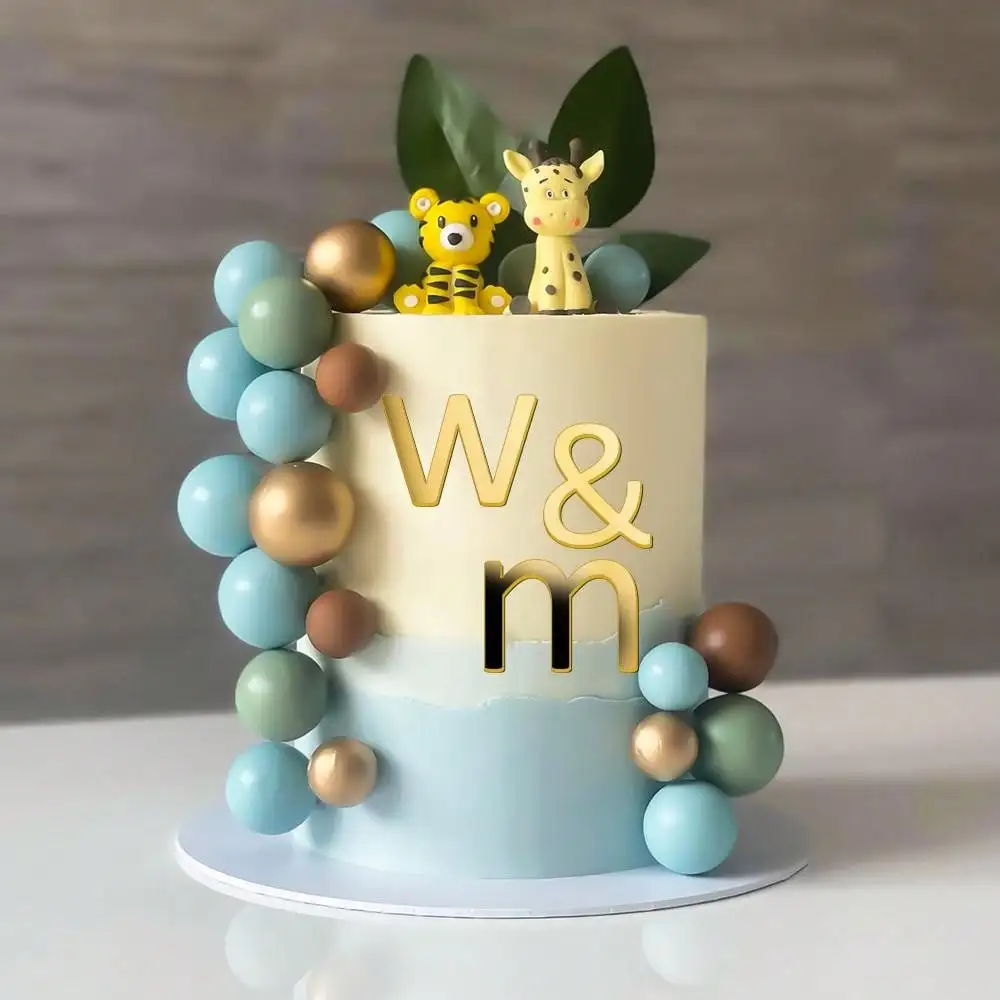 1set Golden Mirror Acrylic A-Z English Letter Alphabet Cake Decorating for Birthday Party Wedding DIY Decoration Cake Toppers ﻿