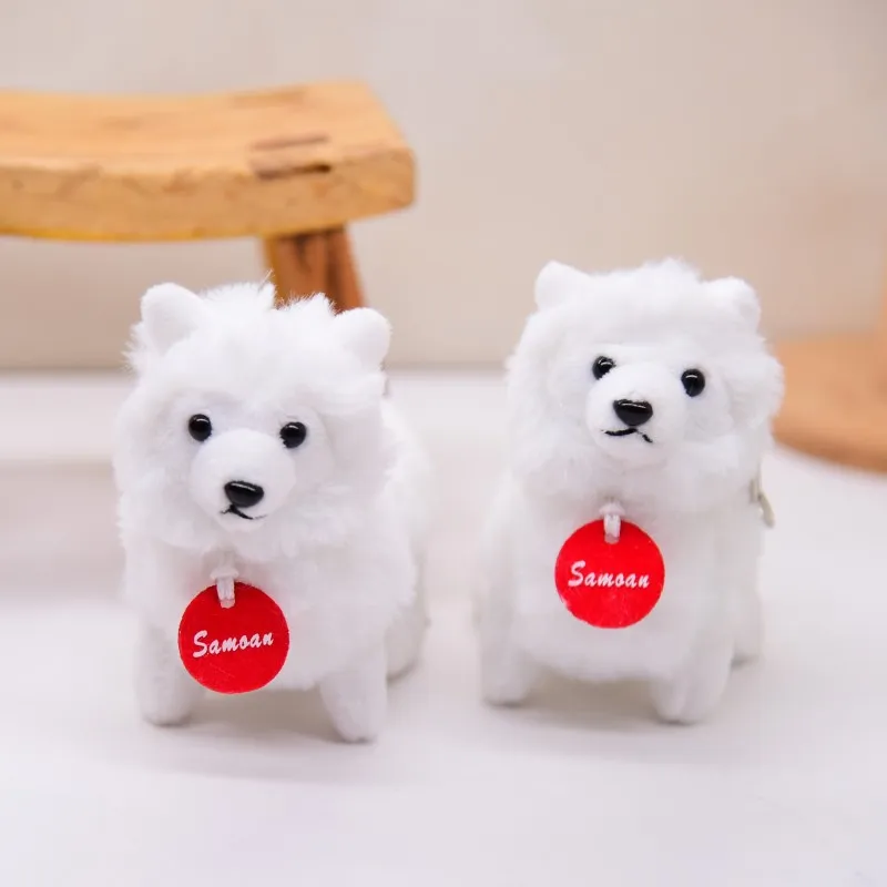 new Cute Trendy Samoyed dog Plush bag pendant lifelike toy soft  fashione white Keychain soft funny decorate birthdaycouple gift