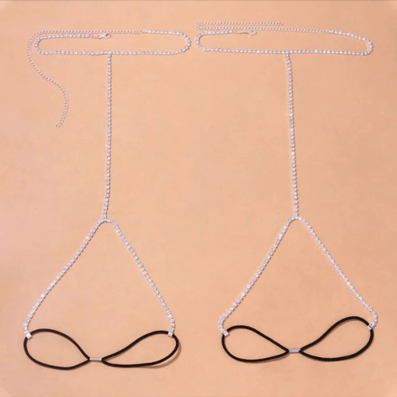 الهذيان 2 قطعة/المجموعة بسيطة الفخذ سلسلة كريستال الجسم مجوهرات للنساء مثير حجر الراين الفخذ الساق سلسلة بلينغ تسخير البيكينيات