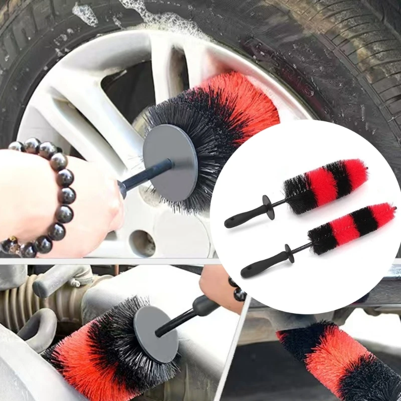 A2UC Double Head Wheel Cleaning Brush Set Non Scratch Design Tire Cleaning Tool Border Cleaning Brush for Auto Detailing & Care