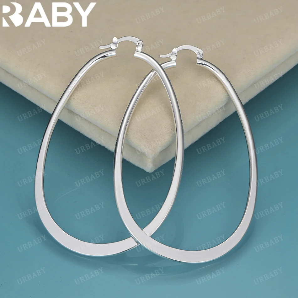 

URBABY 925 Sterling Silver Flaky Water Droplet Loop Earrings Fashion Charm Jewelry Party And Daily Wear