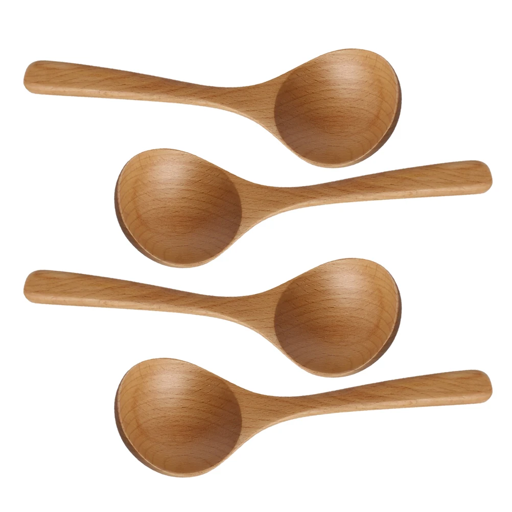 

4pcs Large Wooden Spoon Natural Beechwood Soup Ladle Heat Resistant For Porridge Hot Pot Stirring Asian Cooking Kitchen Utensil