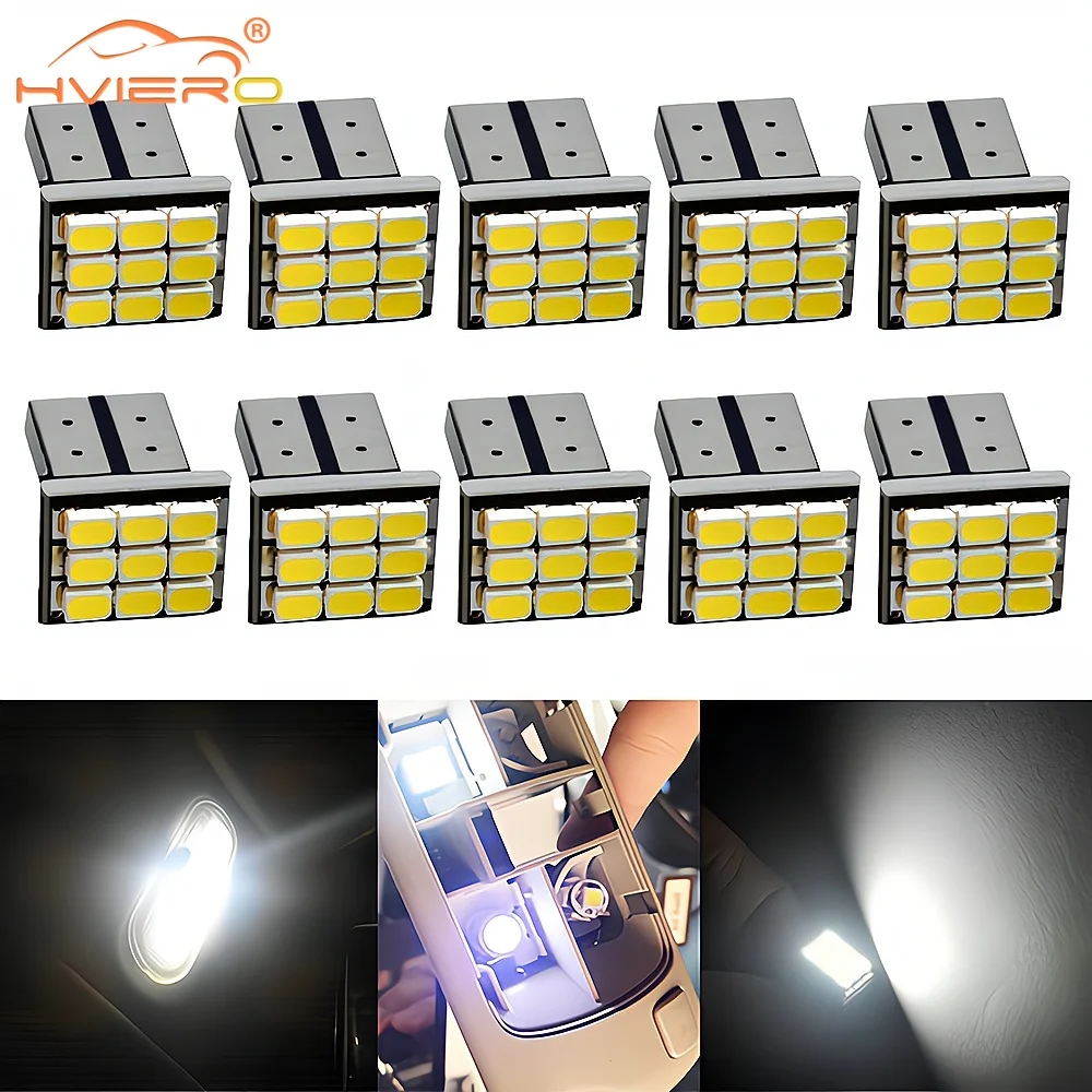 

10Pcs Car White Turn Signal Overhead Light T10 W5W 194 168 9/12SMD Mobile Sign Bubble Room Spare Gap Lighting DC 12V Accessories