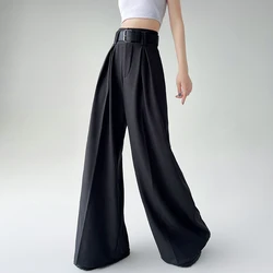 Women's Loose Spring Summer 2024 New High Waist Wide Legs Slim Casual Trousers Korean Fashion Trend Female Suit Straight Pants