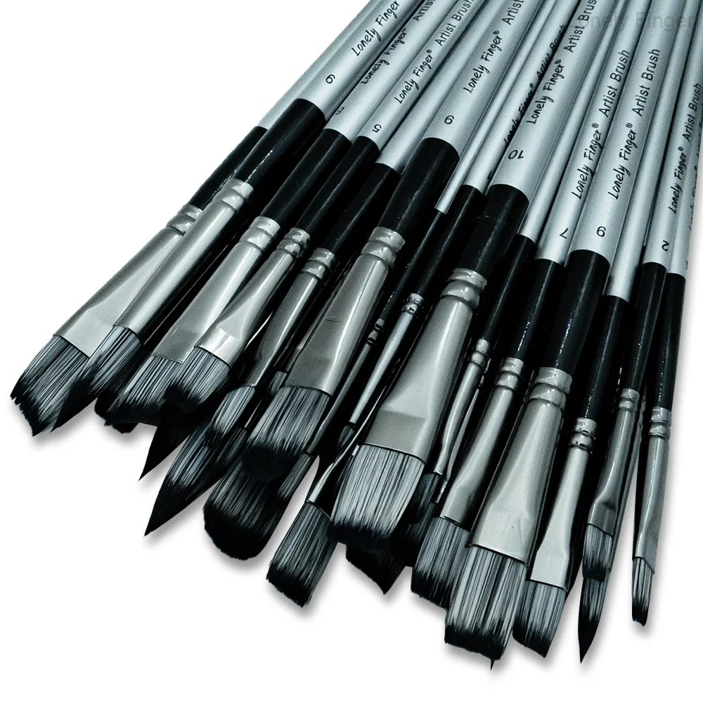10Pcs Soft Nylon Paint Brushes No Shedding Easy Clean Wood Ferrule For Watercolor Acrylic Oil Gouache Beginner Artist Drawing Cr