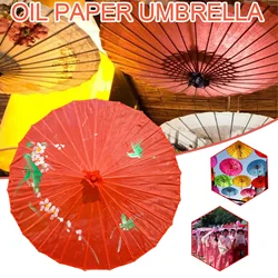 Red Oiled Paper Umbrella Chinese Style Wedding Silk Umbrella Decoration Oil Paper Umbrella Photo Parasol Dance Props