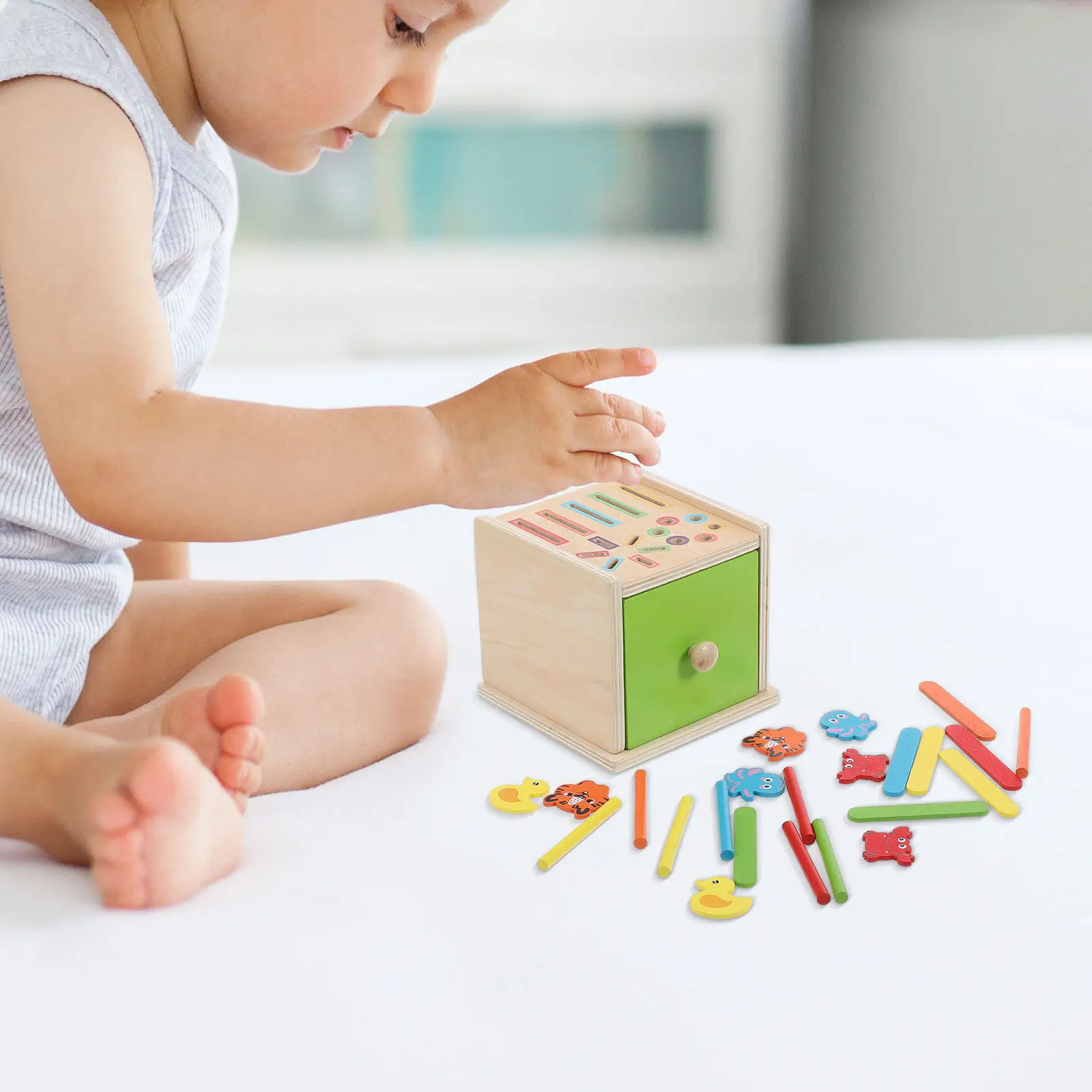 

1Set Montessori Wooden Color Matching Shape Sorter Educational Early Development Matching Puzzle Cognitive Skills for Toddlers