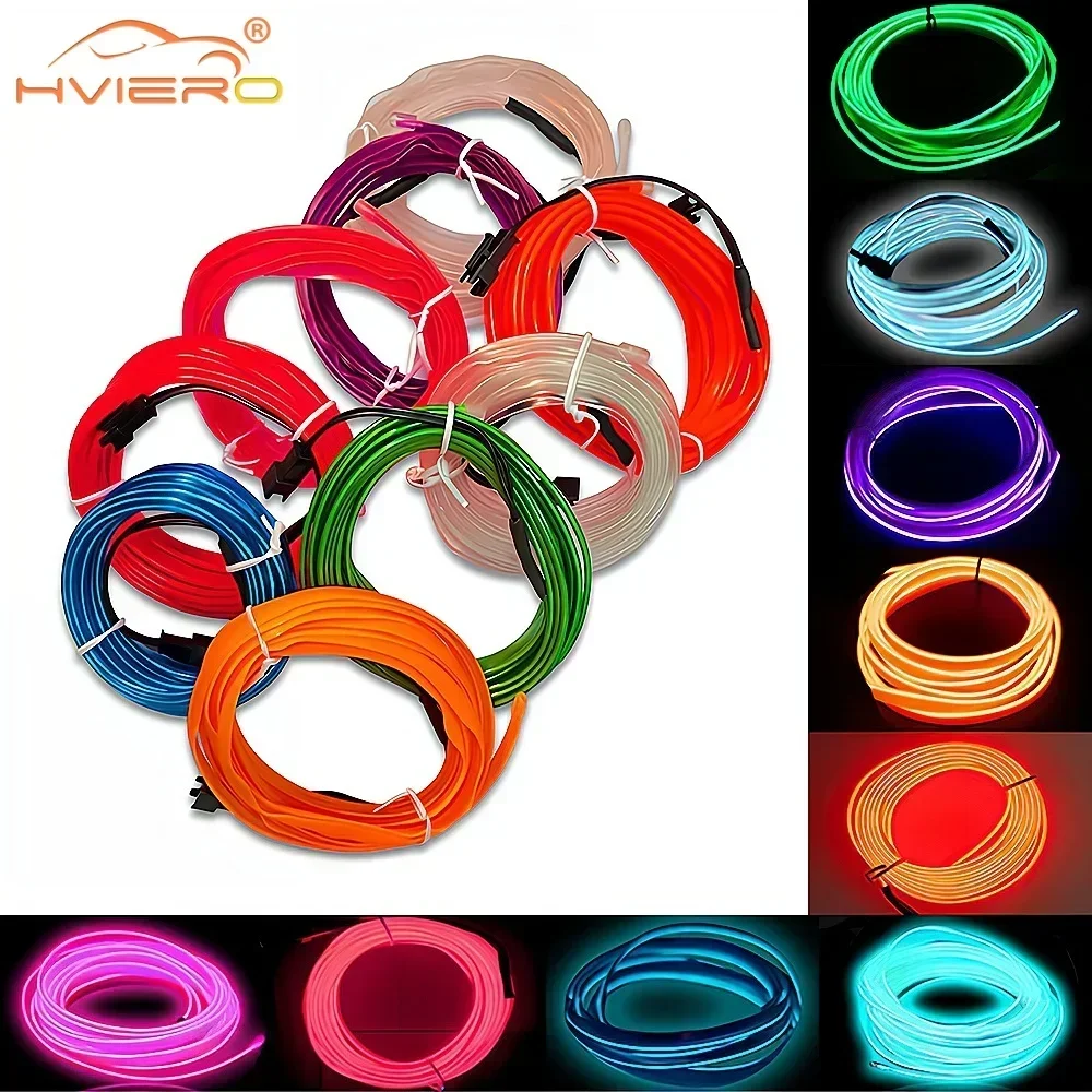 1M/2M/3M/5M Colour Car Interior Lighting LED Strip Auto Decoration Wire Rope Tube Line Flexible Neon Lights USB Drive Atmosphere