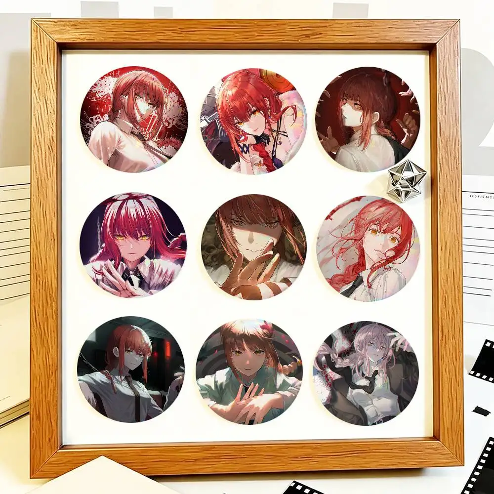 Anime Chainsaw Man Makima Round Badge Creative Brooch Clothing Backpack Accessories Lapel Pin