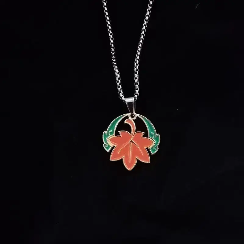 Kaedehara Kazuha Titanium Steel Necklace 3 Styles Chains Impact Pendant Maple Leaf Animation Game Jewelry Gift For Fans
