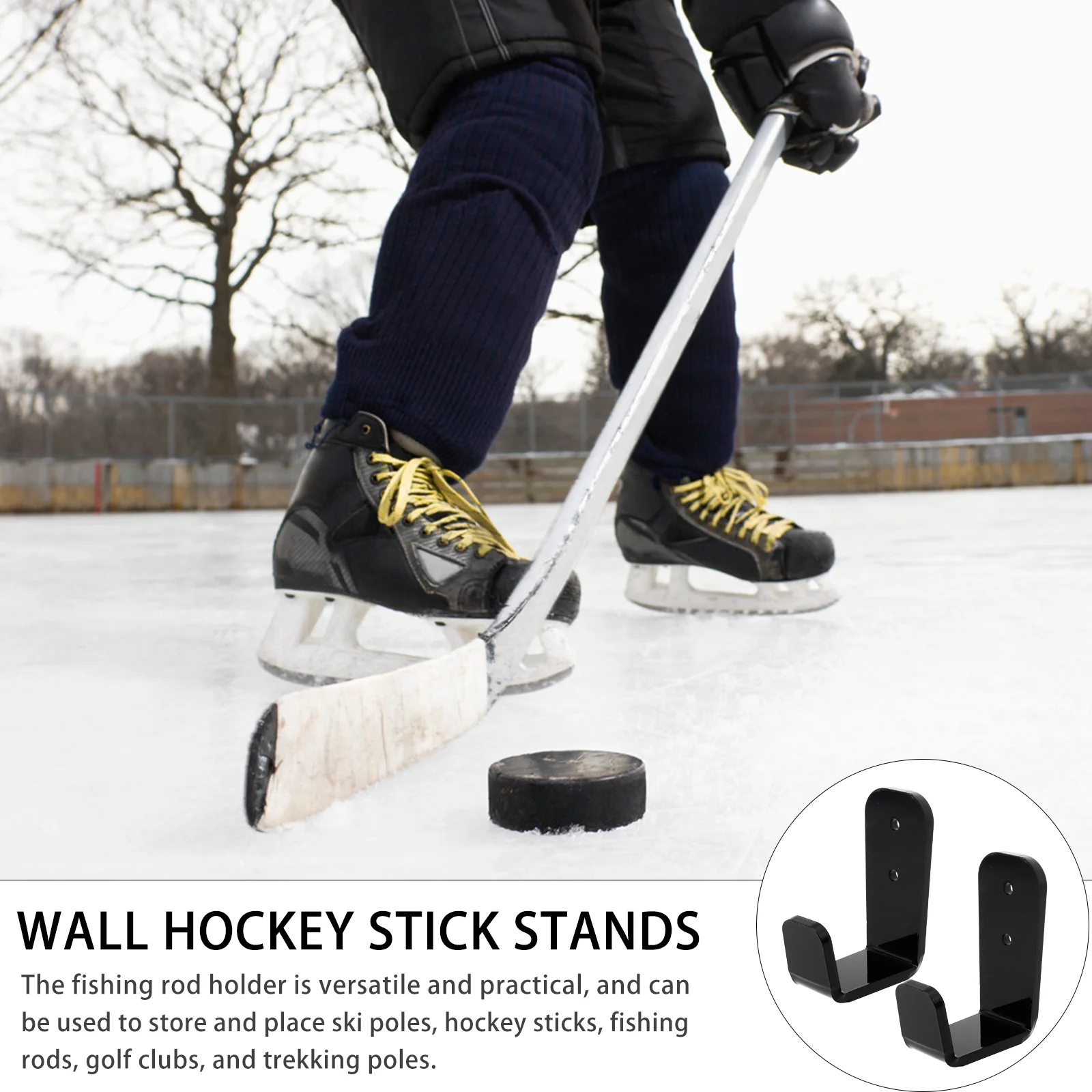 Hockey Stick Rack Ski Poles Hanging Stands Shelf Fishing Holder Wall Racks Multi-functional Trekking Acrylic