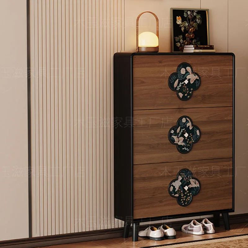 Organizer Wooden Shoe Shelf Storage Mobile Living Room Box Luxury Designer Slippers Shoe Cabinet Modern Muebles Home Furniture