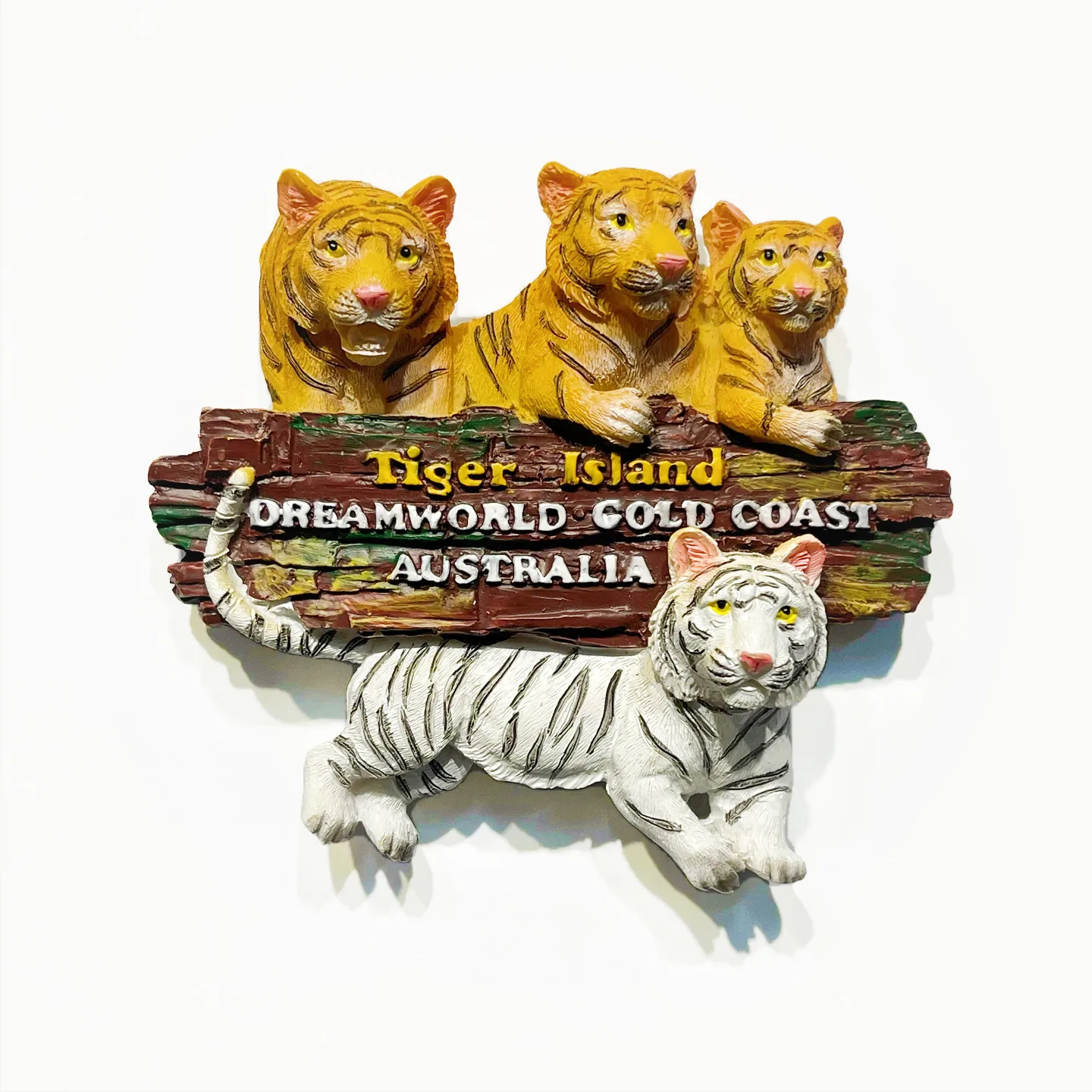 Gold Coast Australia Tiger Road Sign Resin Fridge Magnet,3D Hand Painted Travel Souvenir Home Decor Collectible Gift