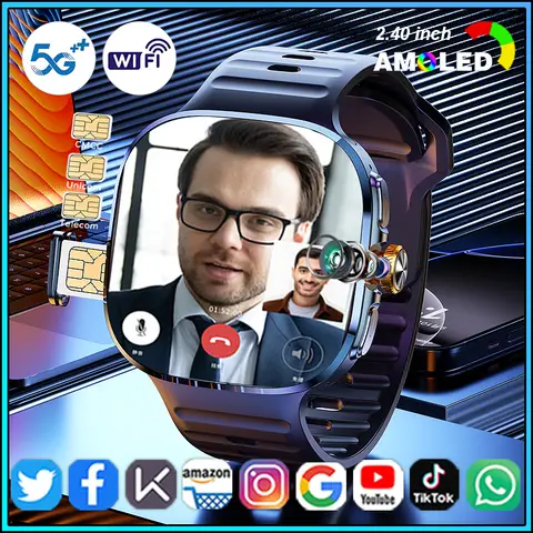 4G/5G LTE 스마트워치 나노 심 카드 슬롯 180 °   회전 카메라 구글 플레이 앱 다운로드 GPS WIFI 심박수 안드로이드 스마트 워치 2025