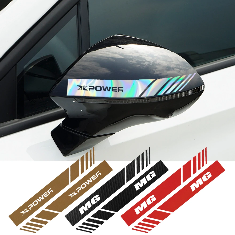 2PCS Car Rearview Mirror Stickers Vinyl Film Decals For MG MG3 MG4 EV MG5 EV MG6 MG7 MGF One TF Trophy VS Xpower ZR ZS ZST ZT