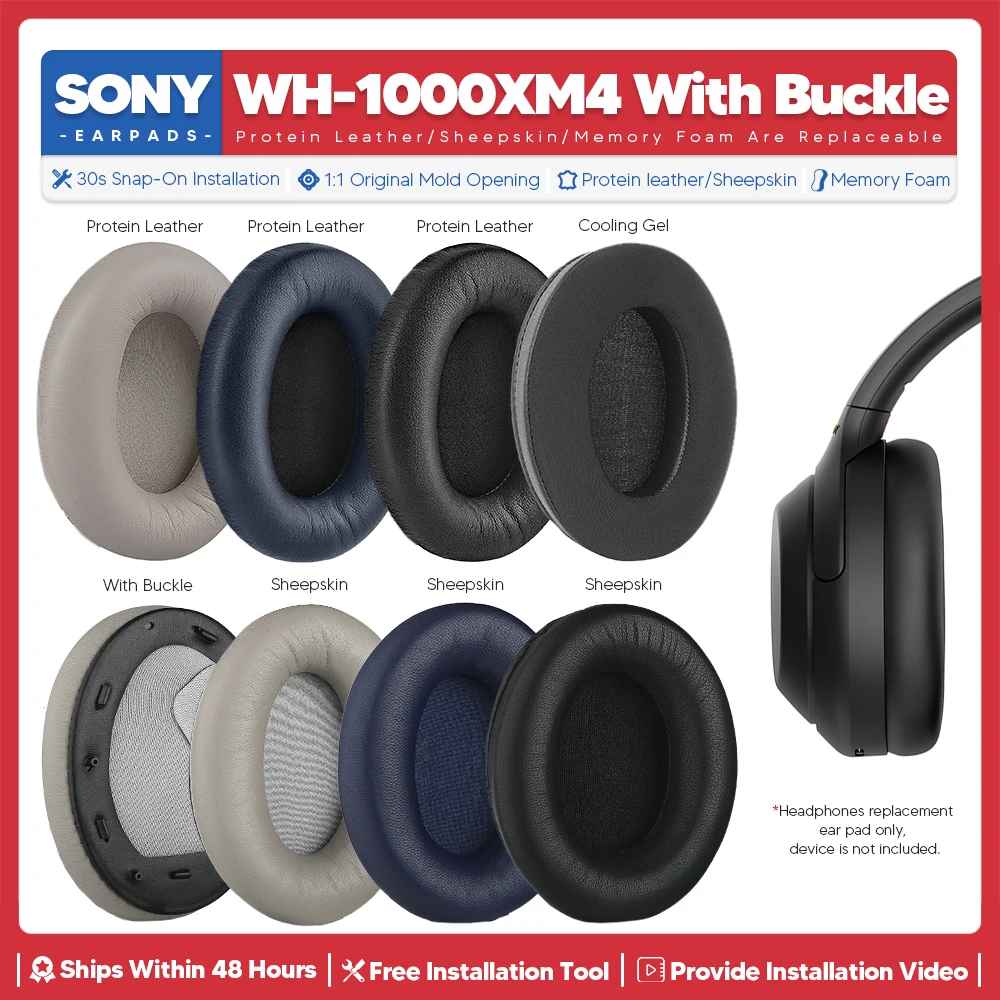 Bantalan telinga pengganti untuk Sony WH 1000XM4 Aksesori Headphone earpad Headset bantalan telinga suku cadang perbaikan kulit Protein