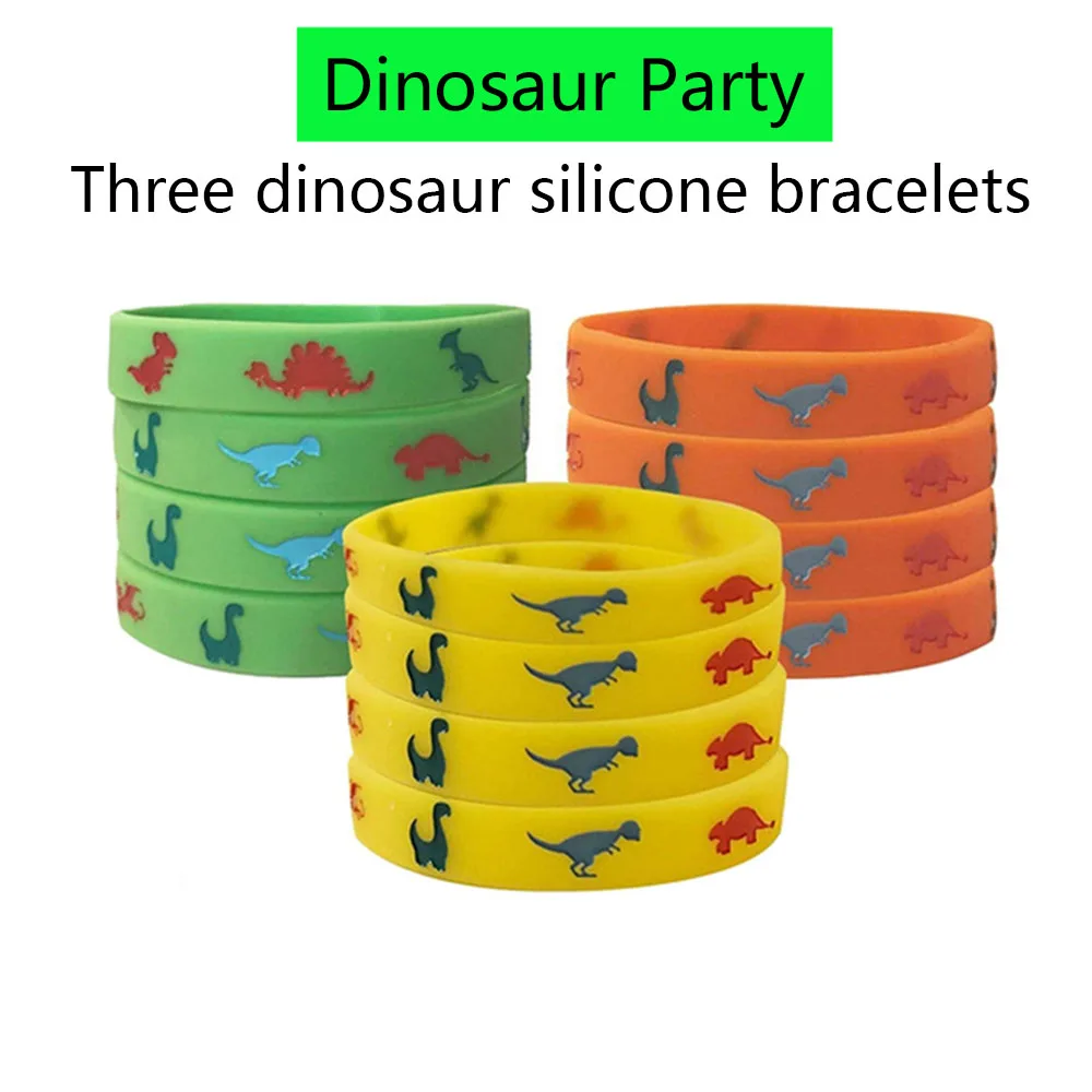 10 Pcs Dinosaur Silicone Wristband Dinosaur Party Favors Bag Filled Jungle Jurassic Dinosaur Themed Kids Birthday Party Supply