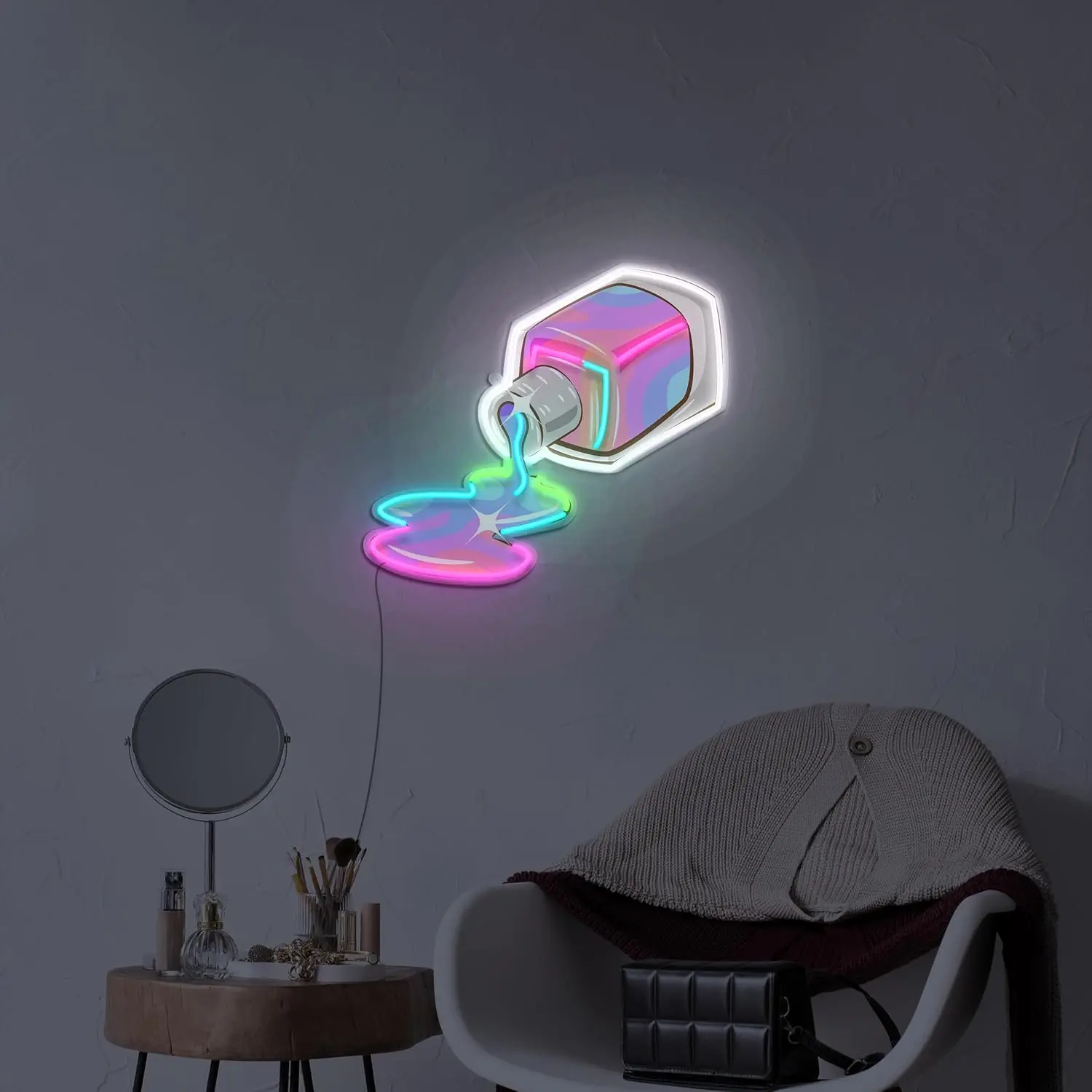 Nail Polish UV Printing Neon Sign Dimmable LED Light USB Power Switch Suitable for Beauty Shop Dressing Room Decoration Gifts