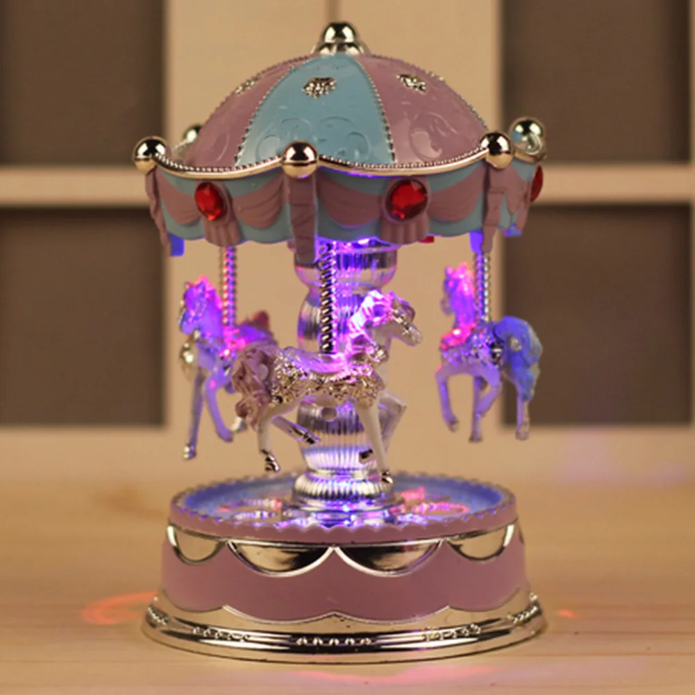 Toy LED Carousel Battery Powered Party Music Box Wedding Desktop Sleeping Baby Room Game Romantic Home Decor Birthday Gift