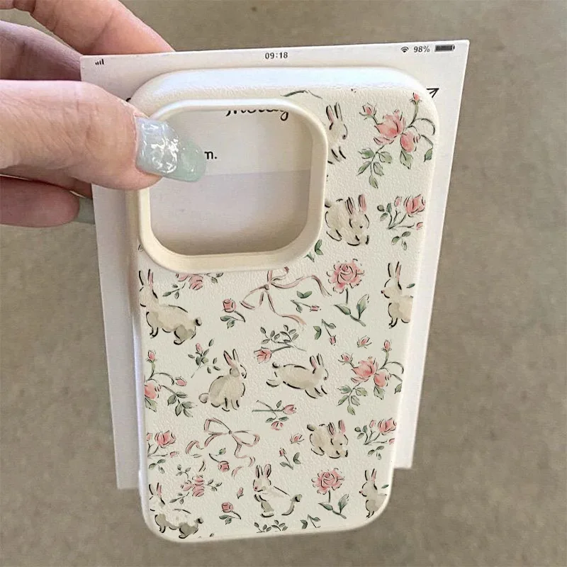 حافظة هاتف من البولي يوريثان الحراري مطبوعة بالكامل على شكل أرنب على شكل فراشة لطيفة لهاتف آيفون 16 برو ماكس/14 // 15/13 برو/12، غلاف عصري مقاوم للسقوط