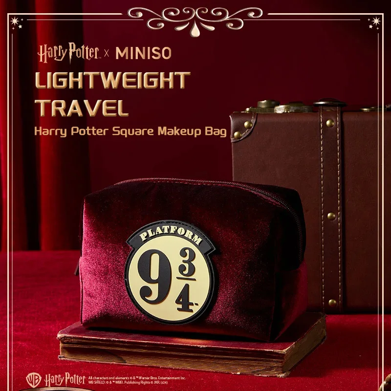 MINISO Harry Potter Square Makeup Bag Portable Outdoor Storage Makeup Bag 9/4 Large Capacity Makeup Storage Bag Holiday Gift