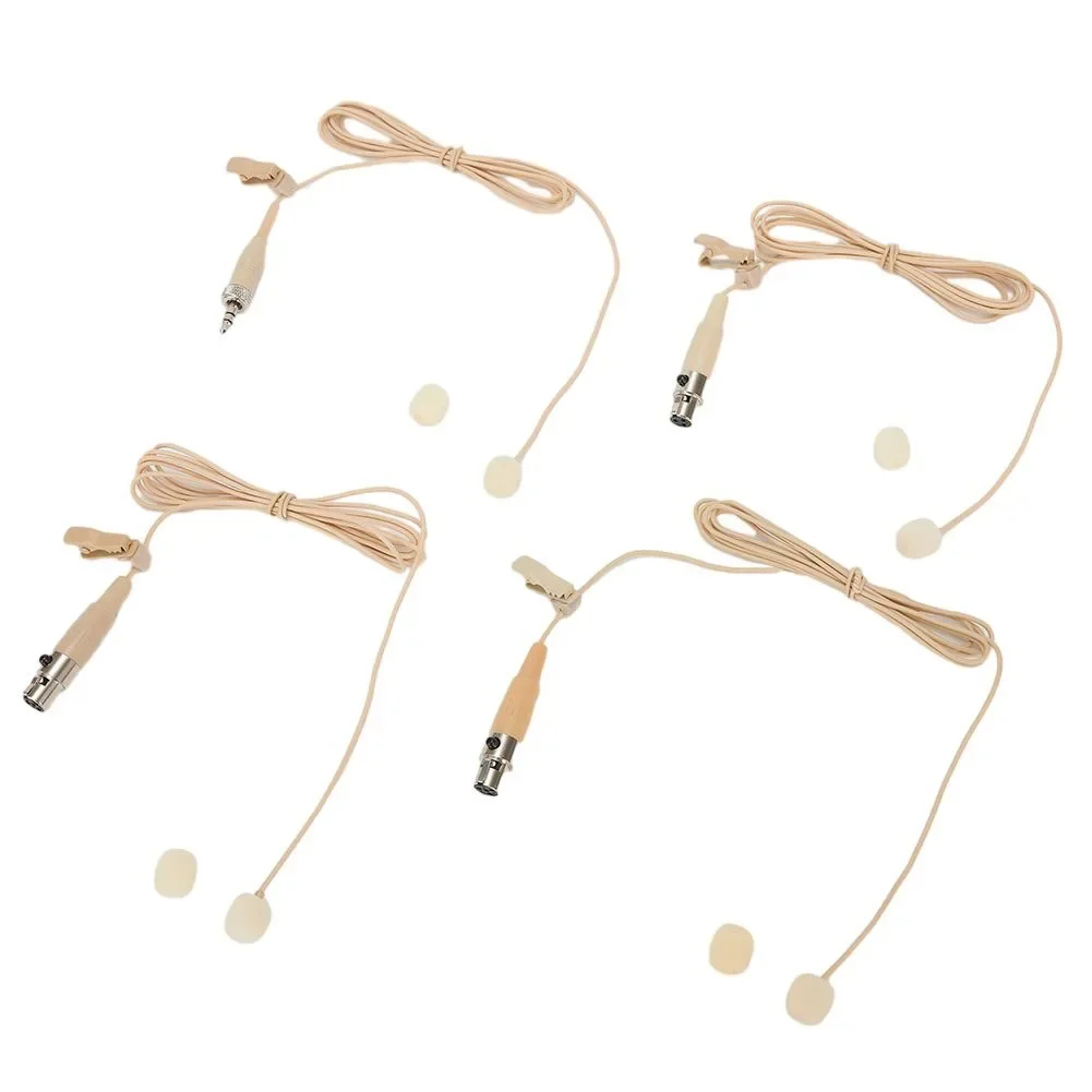 1x Beige Lavalier Lapel Clip Microphone 3.5mm 3Pin 4Pin XLR For Shure Wireless Mouthpiece Instrument Audio Microphone