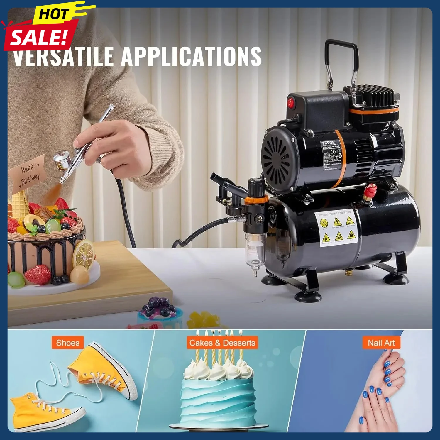 

Airbrush Kit,Air Brush Set Kit with 3.5L Air Storage Tank,Dual Fan Air Tank Compressor System with 0.3 mm Tip Airbrush,Holder