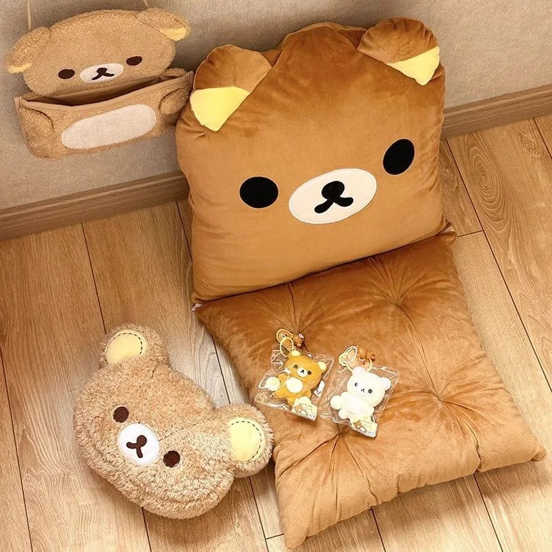 

Подушка Rilakkumas с рисунком Kawaii Korilakkuma Bear с вышивкой, мягкая напольная подушка для сиденья, подушка для спины, подушка с татами, декор