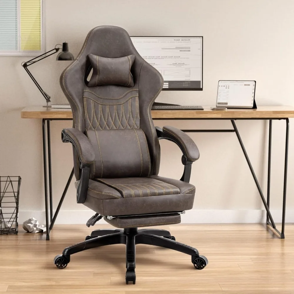 

Gaming Chair Breathable PU Leather Gamer Chairs with Pocket Spring Cushion, Ergonomic Computer Chair with Massage Lumbar Support