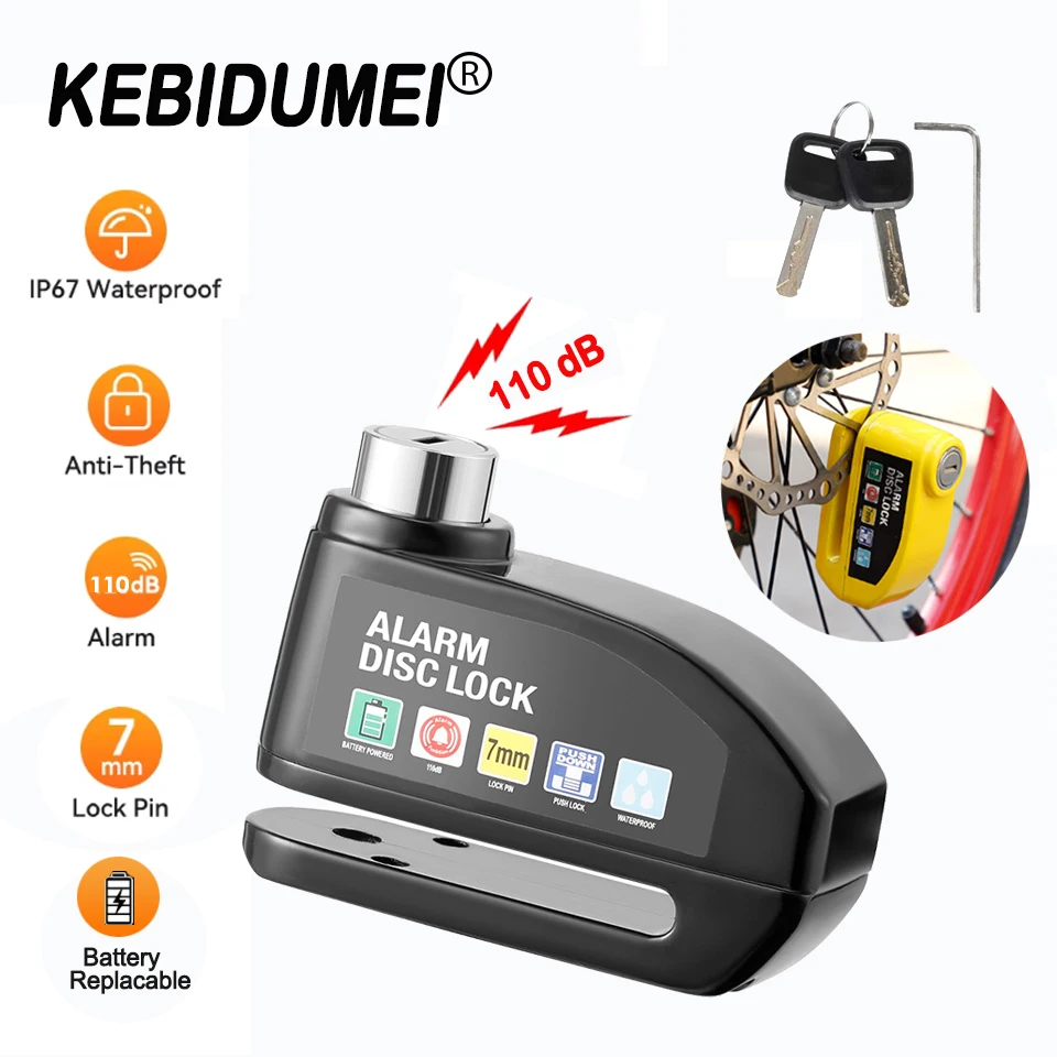 

Motorcycle Alarm Disc Brake Lock Security Moto Wheel Disk Pad Lock Waterproof 110dB Loud Anti Theft Alarm Motorcycle Disc Lock