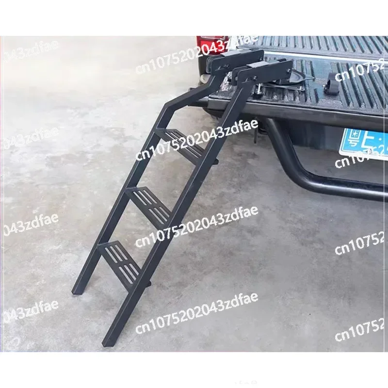 Pickup truck rear door ladder, tailgate folding auxiliary ladder 126CM