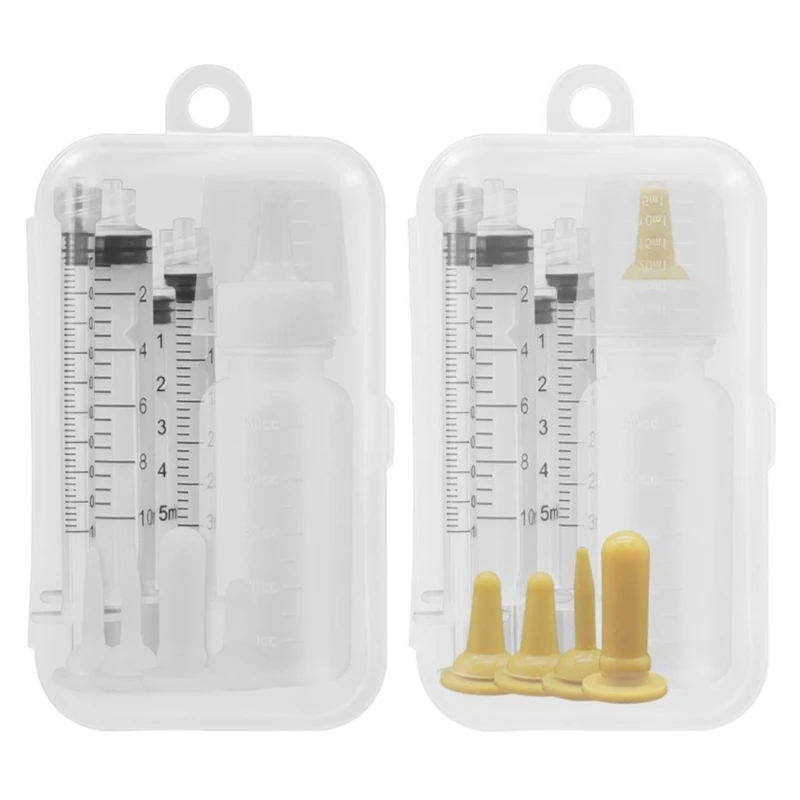 11 Pieces Pet Feeding Bottles Kit Newborn Small Animal Milk Bottle Nipple Syringes Feeder for Kitten Puppy Nursing J2FA