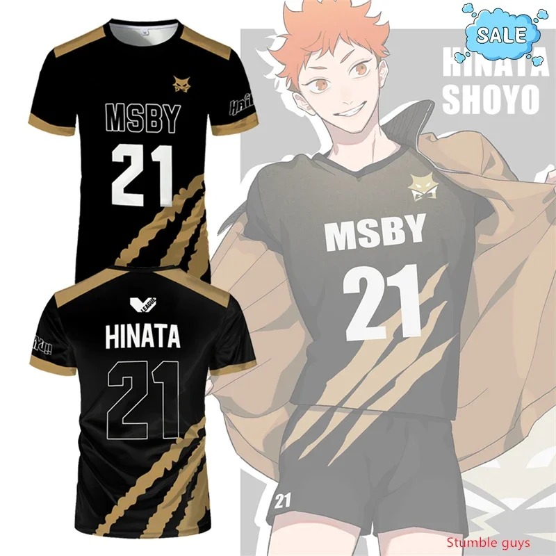 Haikyuu Kuroo Tetsurou Kozume Nekoma Jersey T-shirt Anime High School Volleyball Cosplay Sportswear Kids Boys Clothes Tops