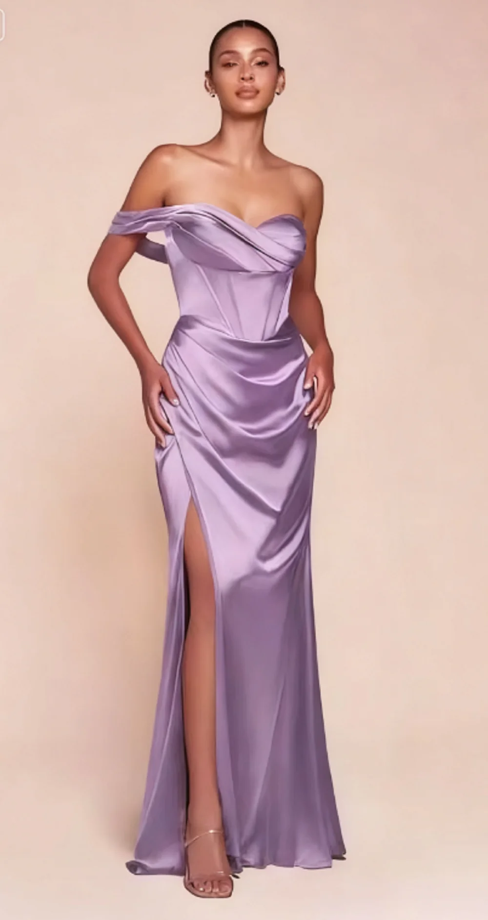 فساتين وصيفة العروس من LOVE DORIS فستان سهرة لافندر على شكل قلب مشد بكتف واحد متقاطع حورية البحر فستان سهرة مخصص